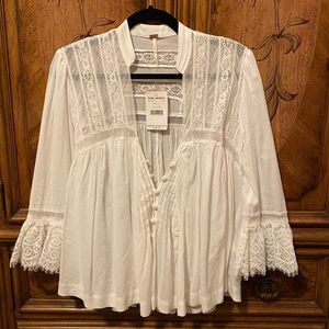 Free People Top with white lace